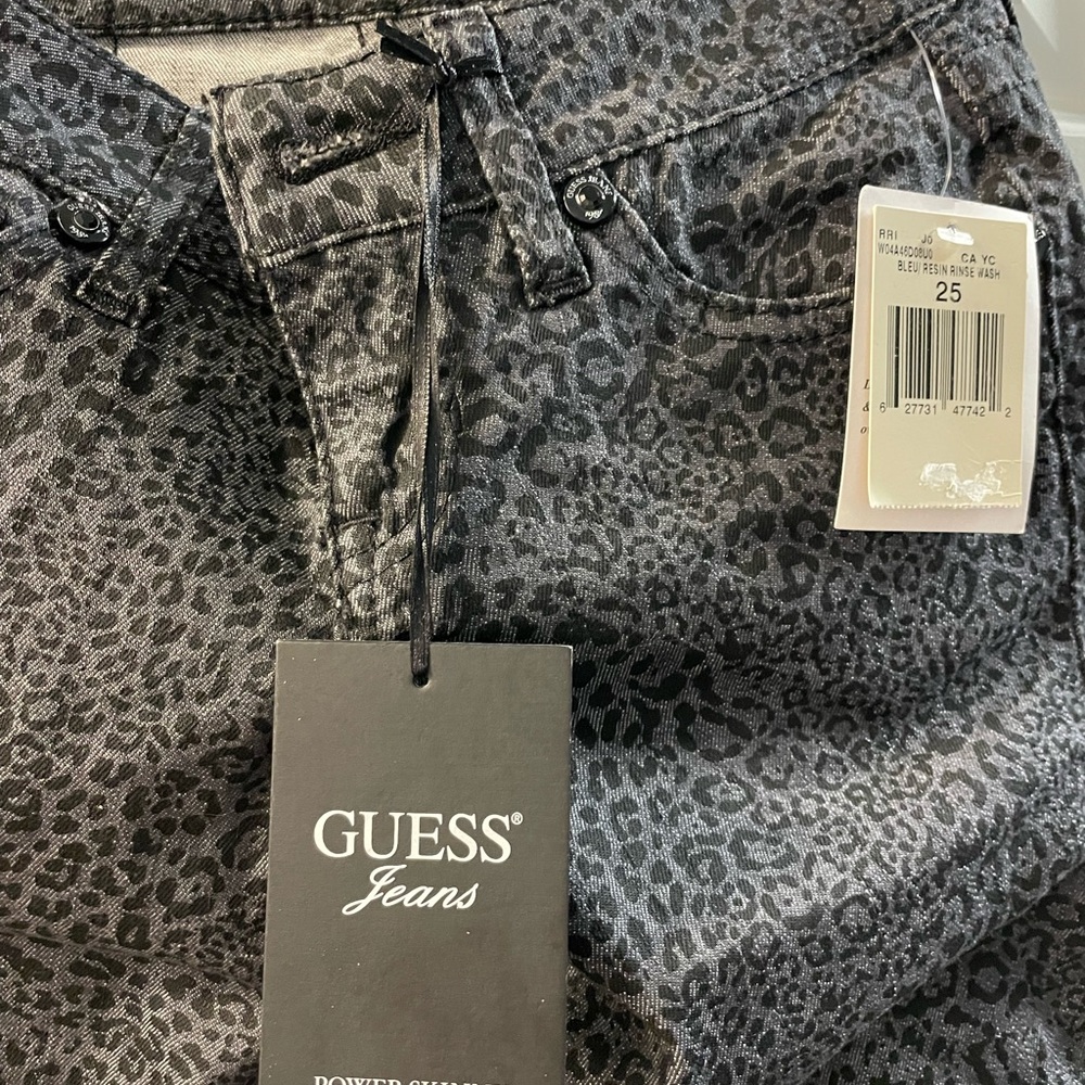 Guess Black and Gray Leopard Print Jeans